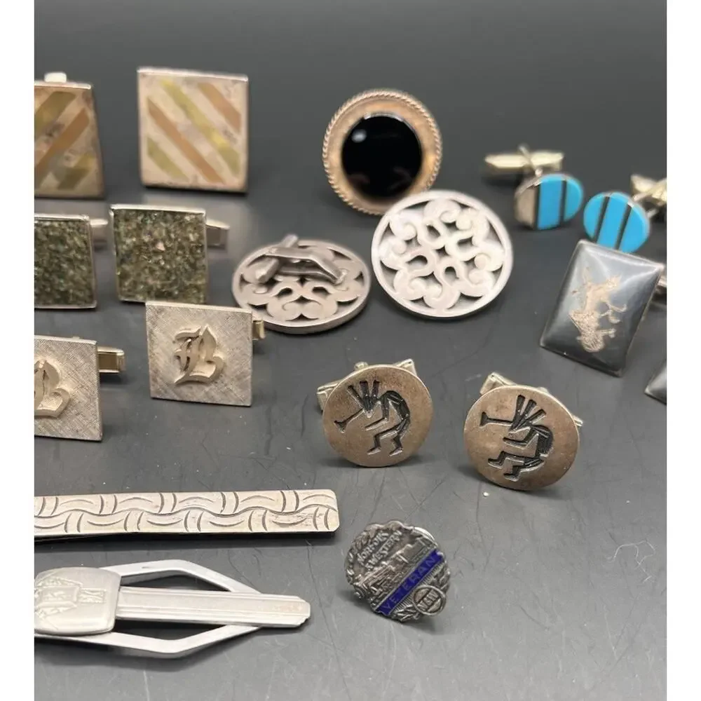Sterling Silver Cufflinks Lot Vintage Taxco Siam Other Single Craft Scrap AS IS